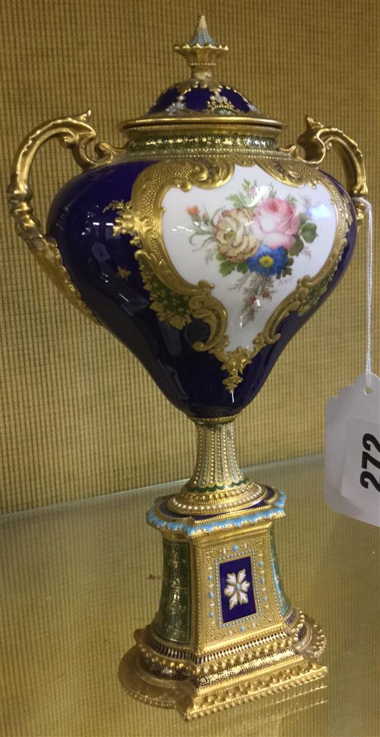 Royal Crown Derby vase and cover (damaged) with certificate